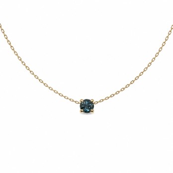 Łańcuszek z Okrągłym Fasetowanym Topazem London Blue