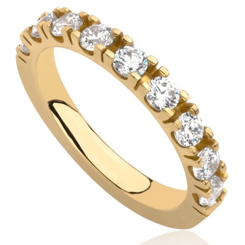 Pierścionek, obrączka z cyrkoniami, złoto, żółty, PMJ0002