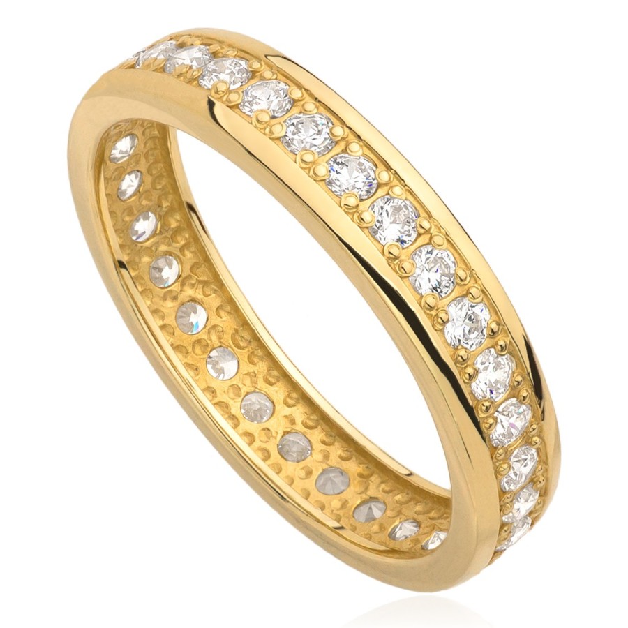 Pierścionek, Obrączka z cyrkoniami dookoła , złoto, żółty, PMJ1729