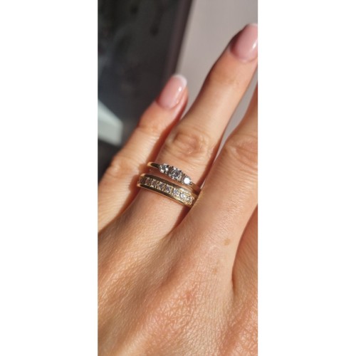 Pierścionek, Obrączka z cyrkoniami dookoła , złoto, żółty, PMJ1729