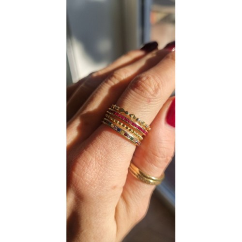 Pierścionek złoty modułowy, złoto, żółty, PMJ1458BLUE