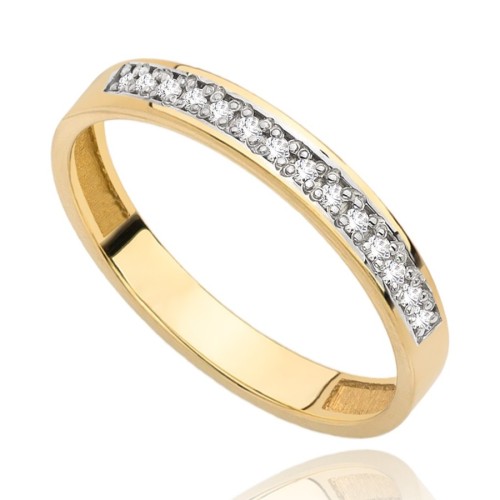 Pierścionek-Obrączka z cyrkoniami, złoto, żółty, PMJ1889