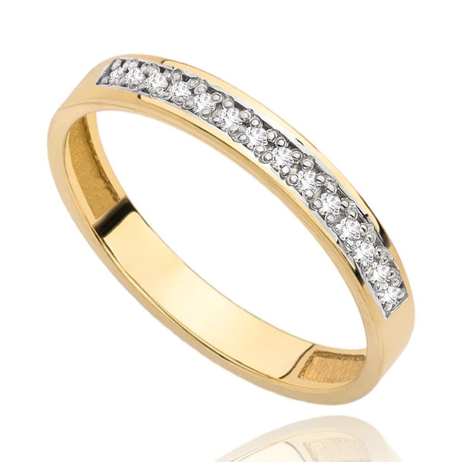 Pierścionek-Obrączka z cyrkoniami, złoto, żółty, PMJ1889