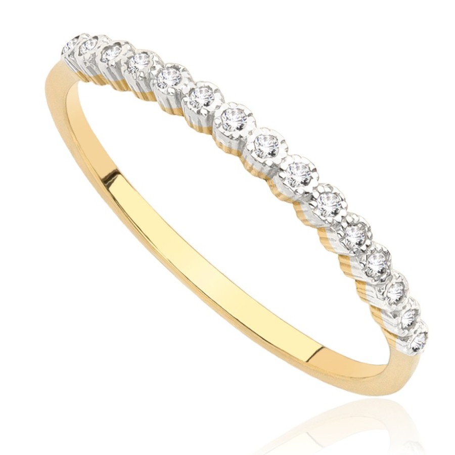 Pierścionek złoty modułowy z cyrkoniami, złoto, żółty, PMJ1913R