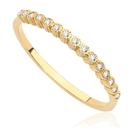 Pierścionek złoty modułowy z cyrkoniami, złoto, żółty, PMJ1913