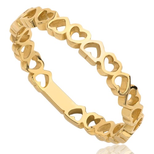 Pierścionek złoty serca , złoto, żółty, PMJ1915