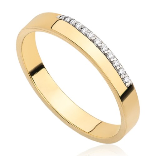 Pierścionek-Obrączka z cyrkoniami, złoto, żółty, PMJ1925