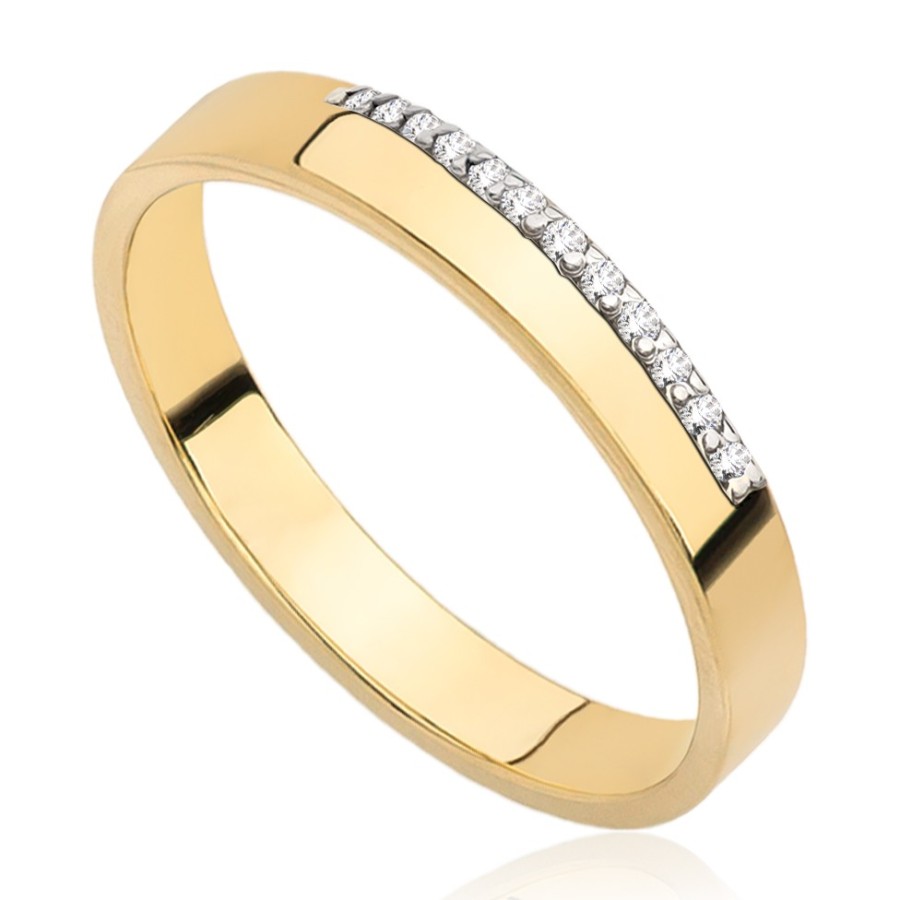 Pierścionek-Obrączka z cyrkoniami, złoto, żółty, PMJ1925