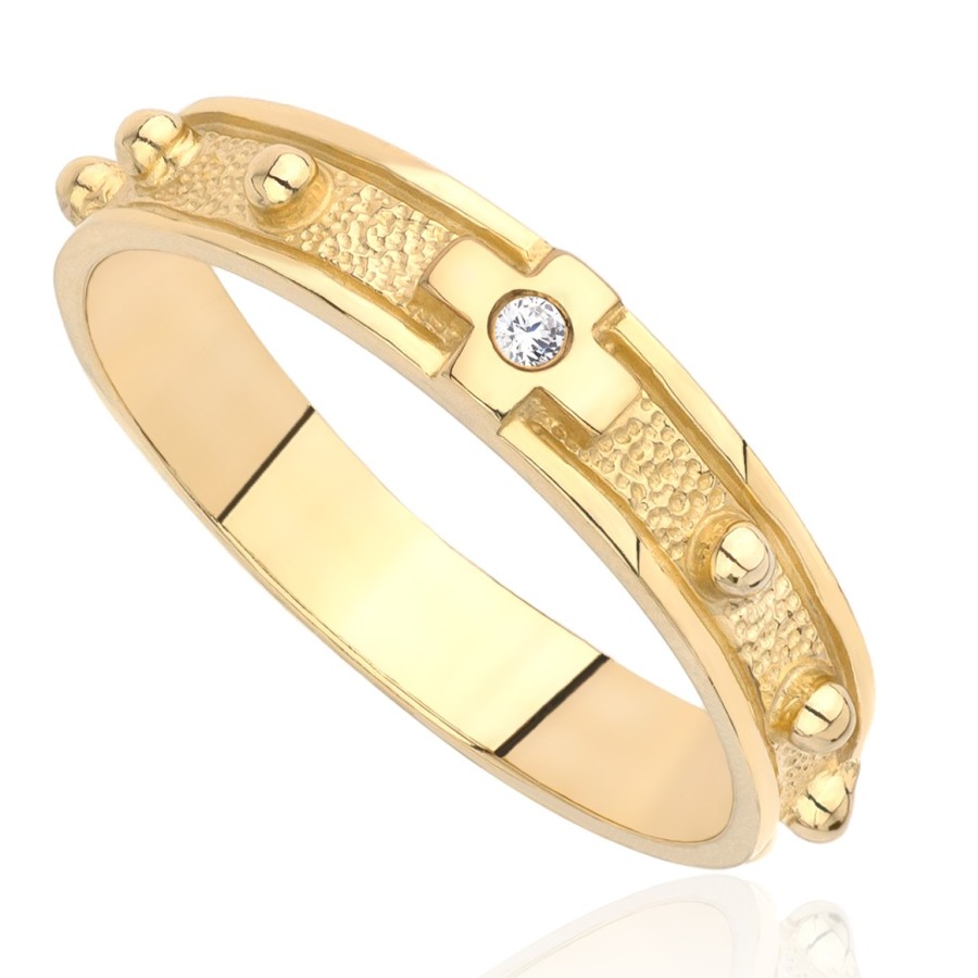 Różaniec złoty z kuleczkami, złoto, zółty, PMJ1R