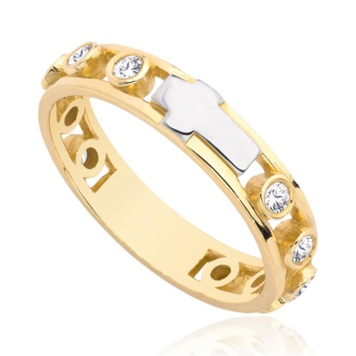 Różaniec złoty z cyrkoniami, złoto, zółty, PMJ16R