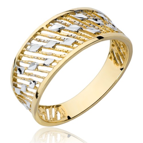 Pierścionek złoty diamentowany , złoto, żółty, PMJ323PN