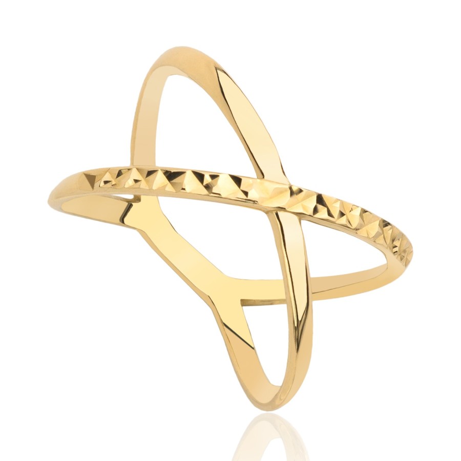 Pierścionek złoty krzyżak , złoto, żółty, PMJ2269