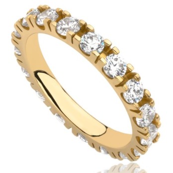 Pierścionek obrączkowy z cyrkoniami, złoto, żółty, PMJ0001