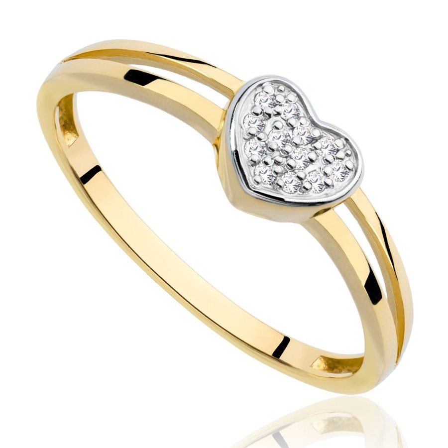 Pierścionek złoty serce, złoto, żółty, PMJ1801