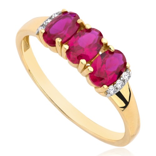 Pierścionek złoty z czerwonymi cyrkoniami, złoto, żółty, PMJ2246RE