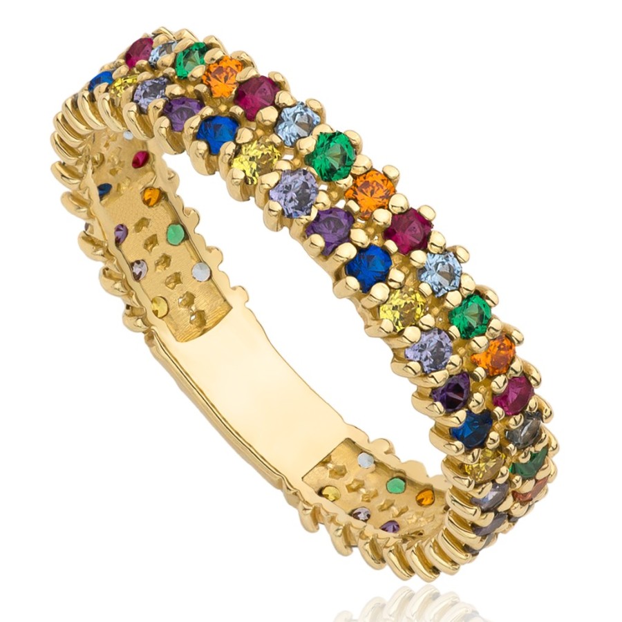 Pierścionek złoty wielokolorowy, złoto, żółty, PMJ2302COL