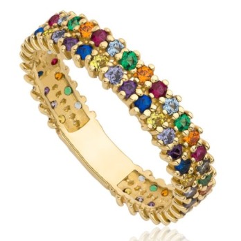 Pierścionek złoty wielokolorowy, złoto, żółty, PMJ2302COL