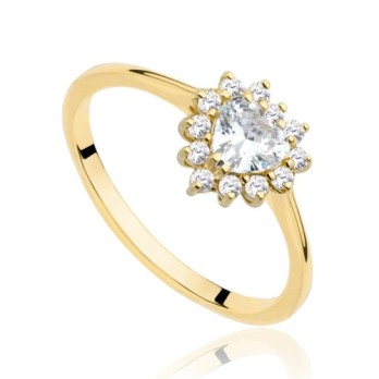 Pierścionek złoty z koroną w kształcie serca, złoto, żółty, PMJ1439