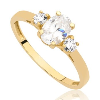 Pierścionek złoty z owalną cyrkonią, złoto, żółty, PMJ1453