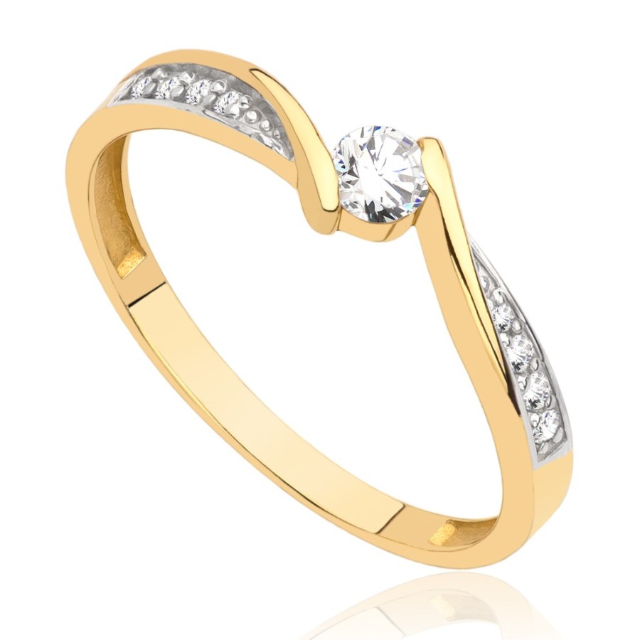 Pierścionek złoty w nowoczesnej formie, złoto, żółty, PMJ1640