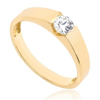 Pierścionek złoty jednokamieniowy nowoczesny, złoto, żółty, PMJ1891