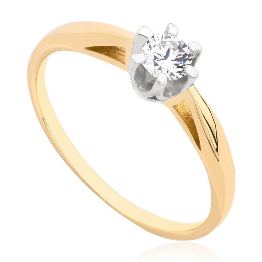 Pierścionek złoty klasyczny zaręczynowy, złoto, żółty, PMJ2212