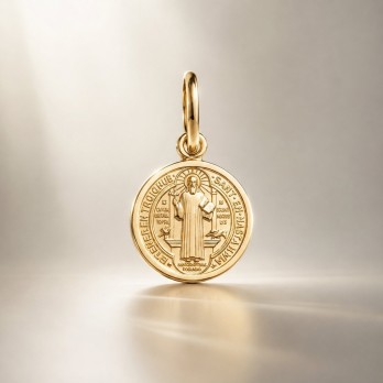 Złoty Medalik Święty Benedykt Patron Ochrony