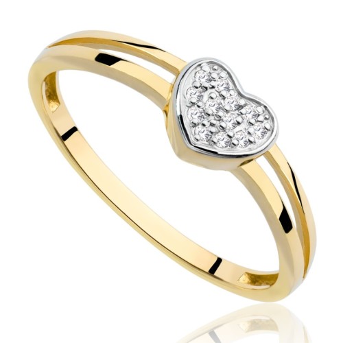 Pierścionek złoty serce, złoto, żółty, PMJ1801